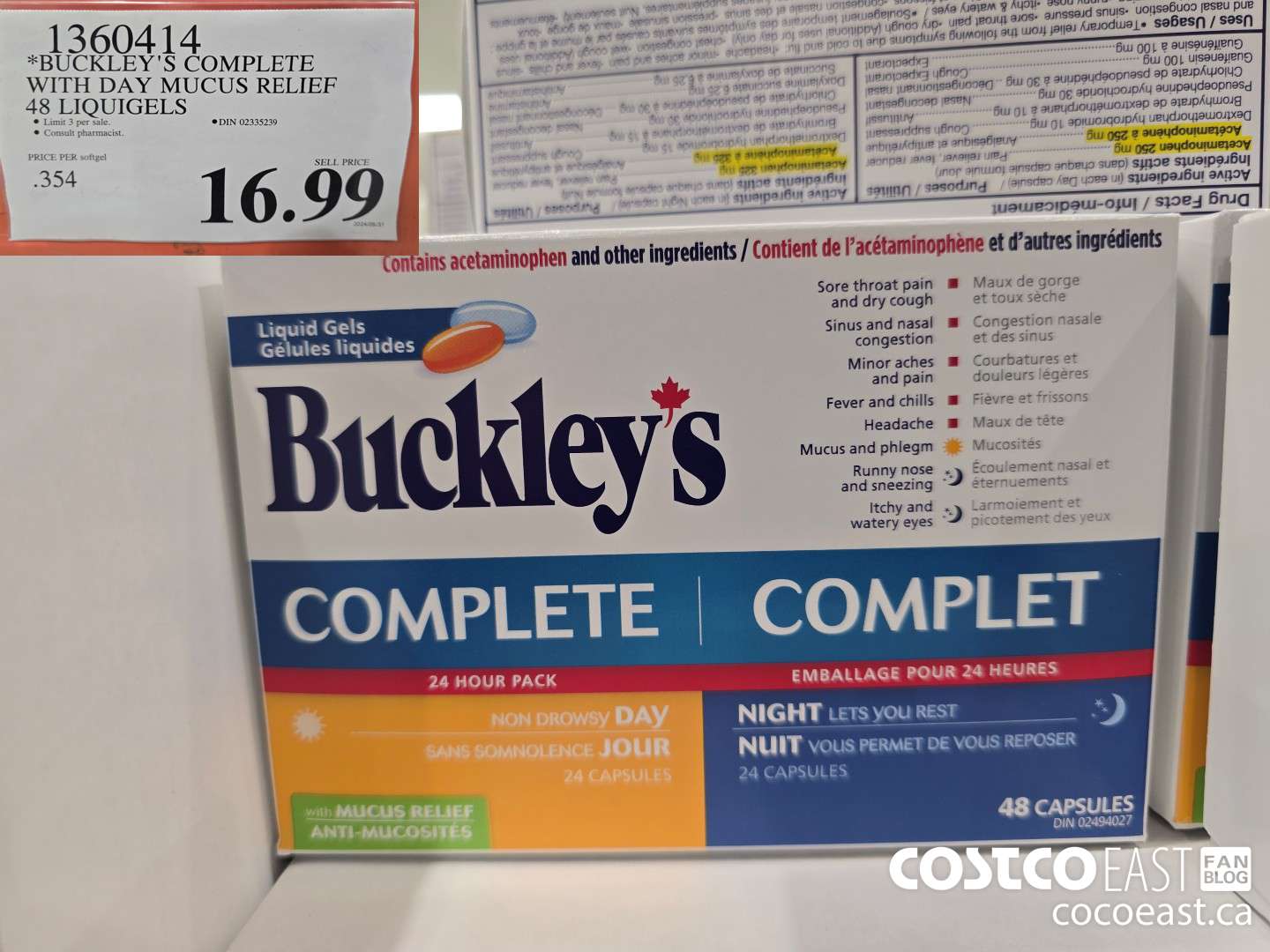1360414 BUCKLEY'S COMPLETE WITH DAY MUCUS RELIEF 48 LIQUIGELS $16.99
