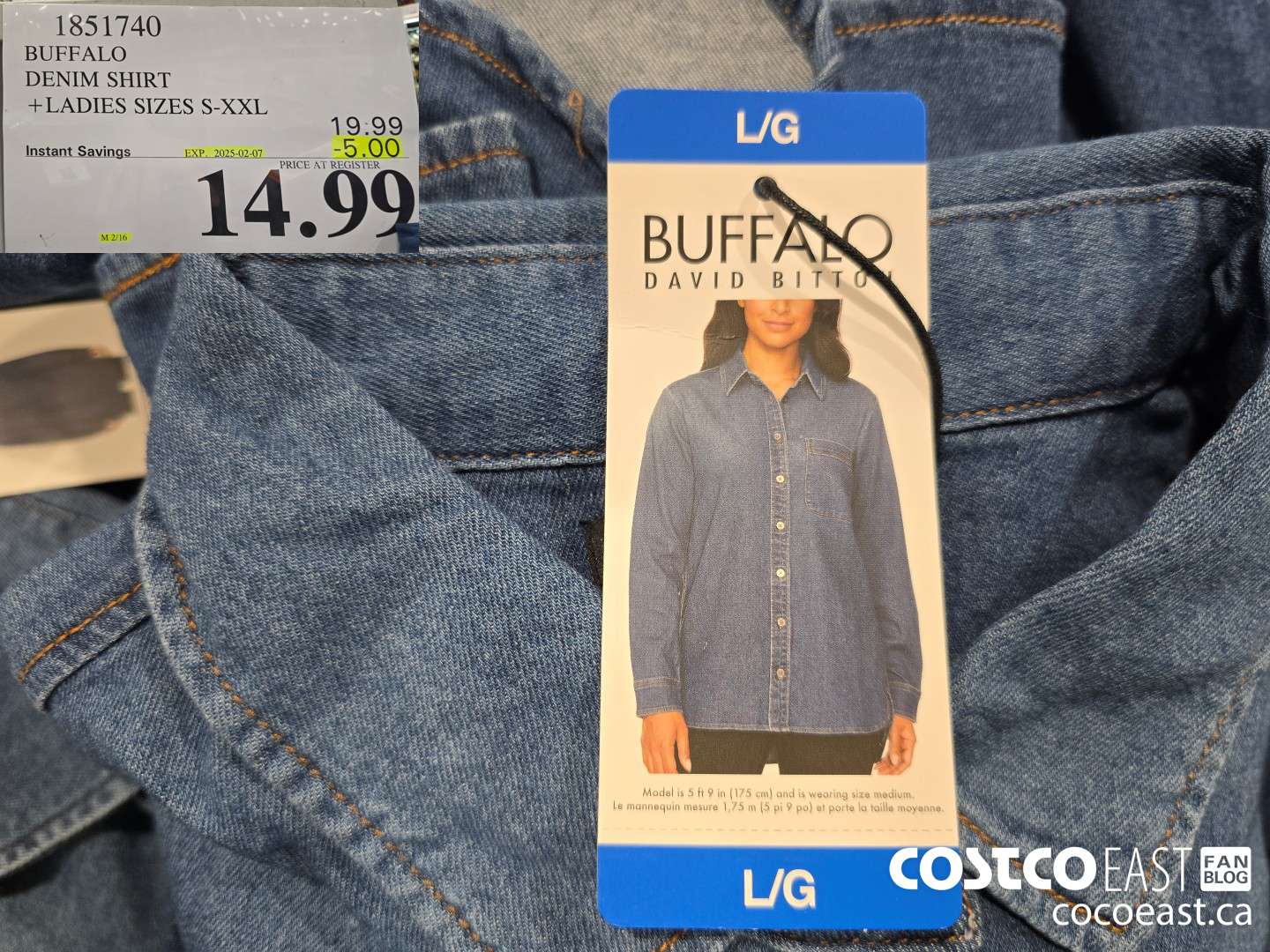 1851740 BUFFALO DENIM SHIRT + LADIES SIZES S-XXL ($5.00 INSTANT SAVINGS EXPIRES ON 2025-02-07) $14.99