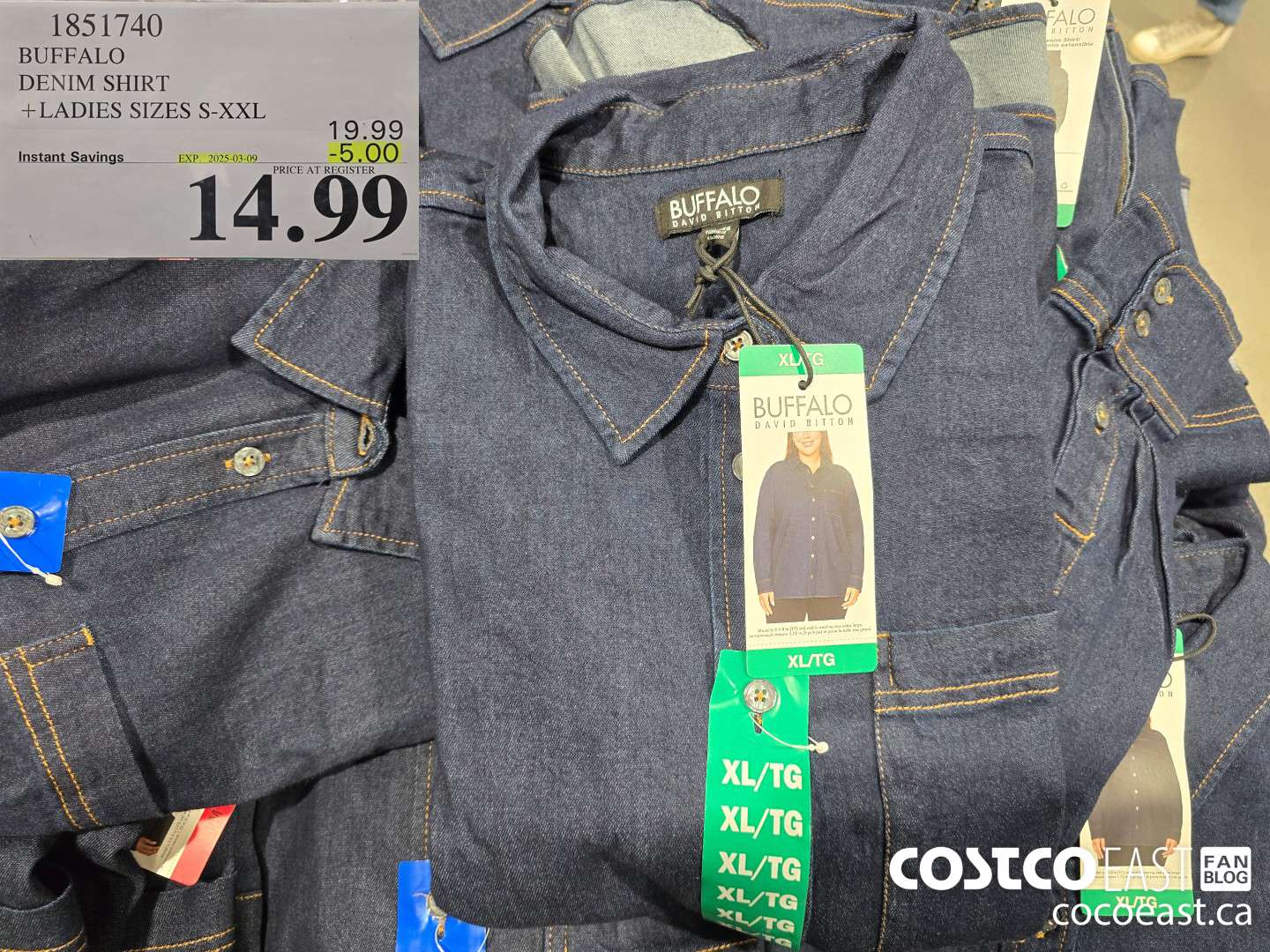 1851740 BUFFALO DENIM SHIRT + LADIES SIZES S-XXL ($5.00 INSTANT SAVINGS EXPIRES ON 2025-03-09) $14.99
