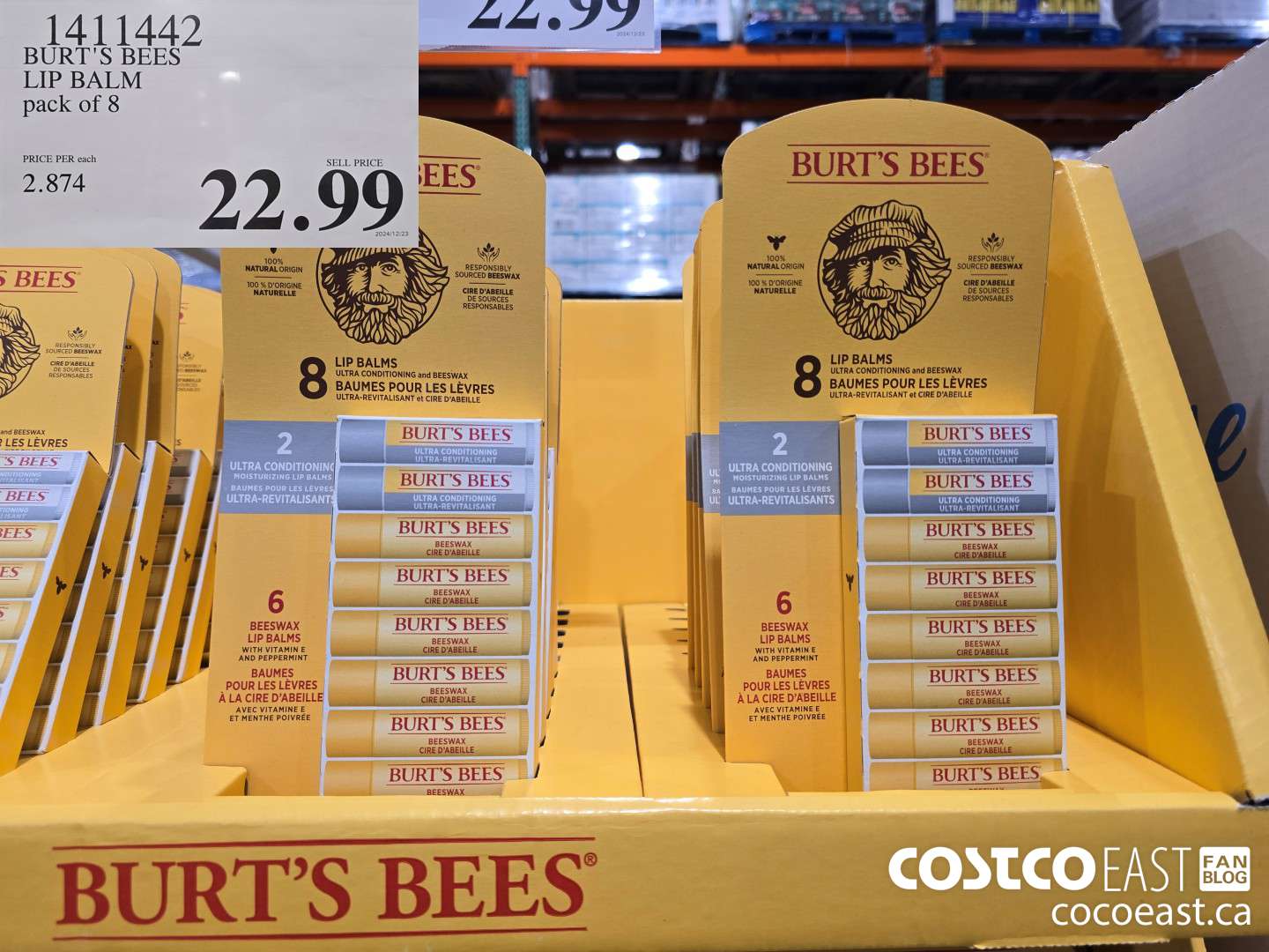 1411442 BURT'S BEES LIP BALM - PACK OF 8 $22.99