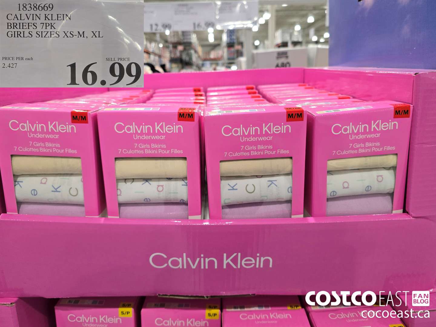 1838669 CALVIN KLEIN BRIEFS 7PK GIRLS SIZES XS-M, XL $16.99