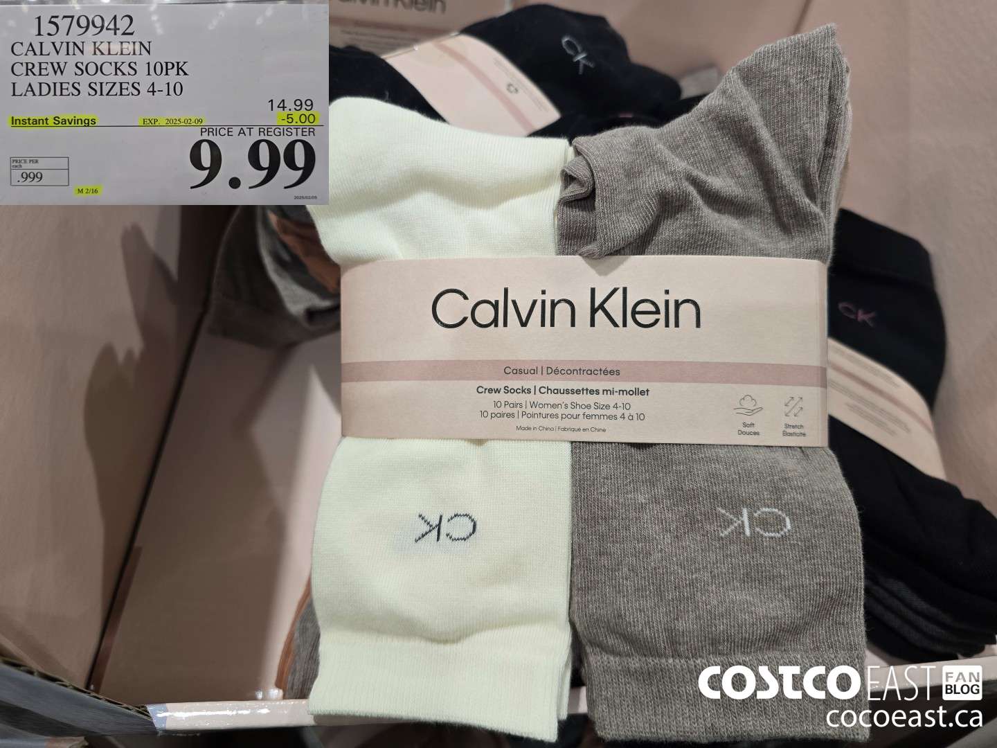 1579942 CALVIN KLEIN CREW SOCK 10PK LADIES SIZES 4-10 ($5.00 INSTANT SAVINGS EXPIRES ON 2025-02-09) $9.99