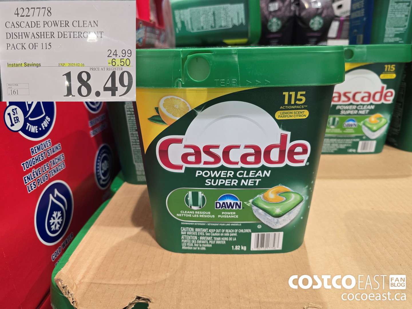 4227778 CASCADE POWER CLEAN DISHWASHER DETERGENT PACK OF 115 ($6.50 INSTANT SAVINGS EXPIRES ON 2025-02-16) $18.49