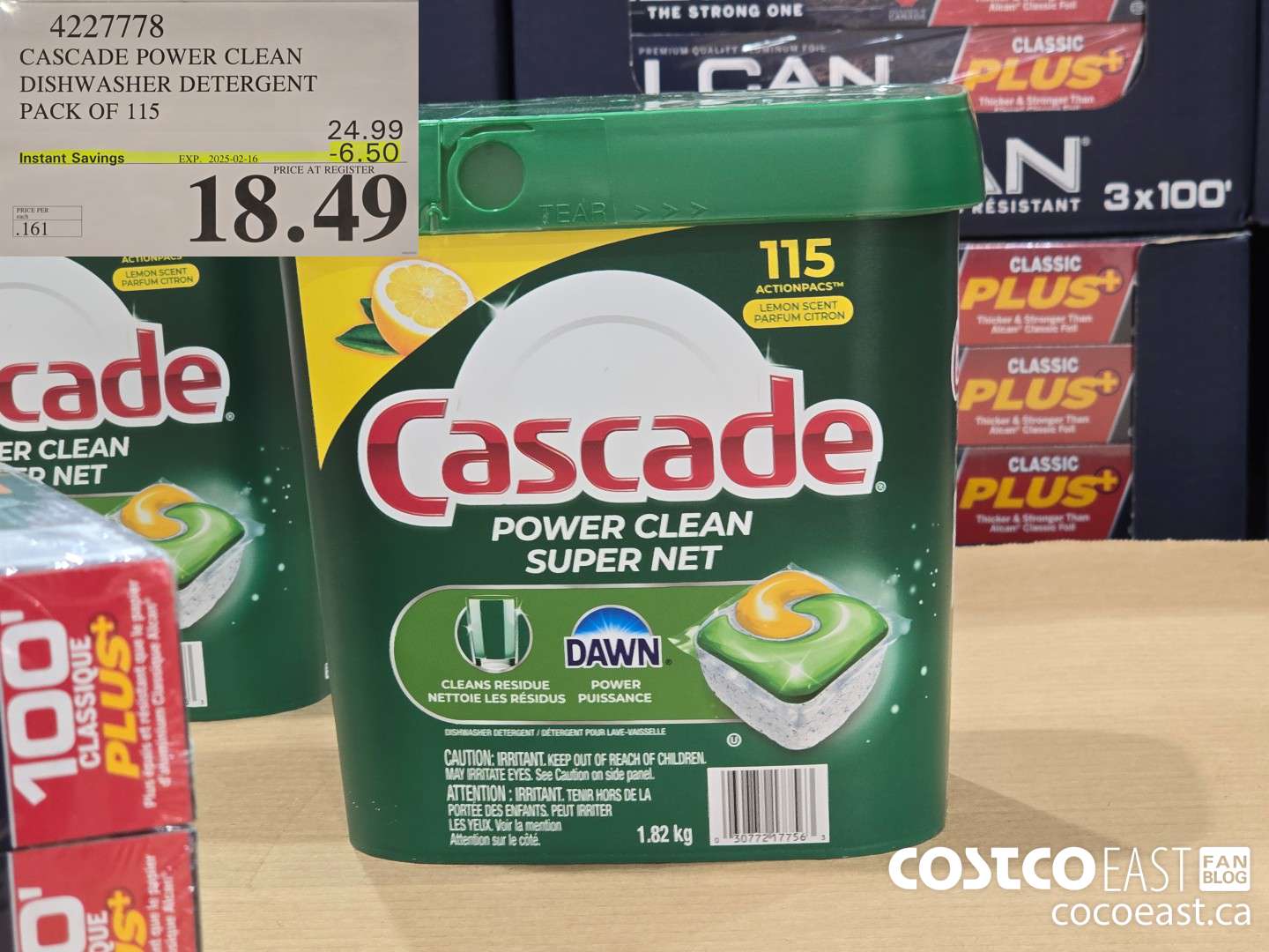 4227778 CASCADE POWER CLEAN DISHWASHER DETERGENT PACK OF 115 ($6.50 INSTANT SAVINGS EXPIRES ON 2025-02-16) $18.49