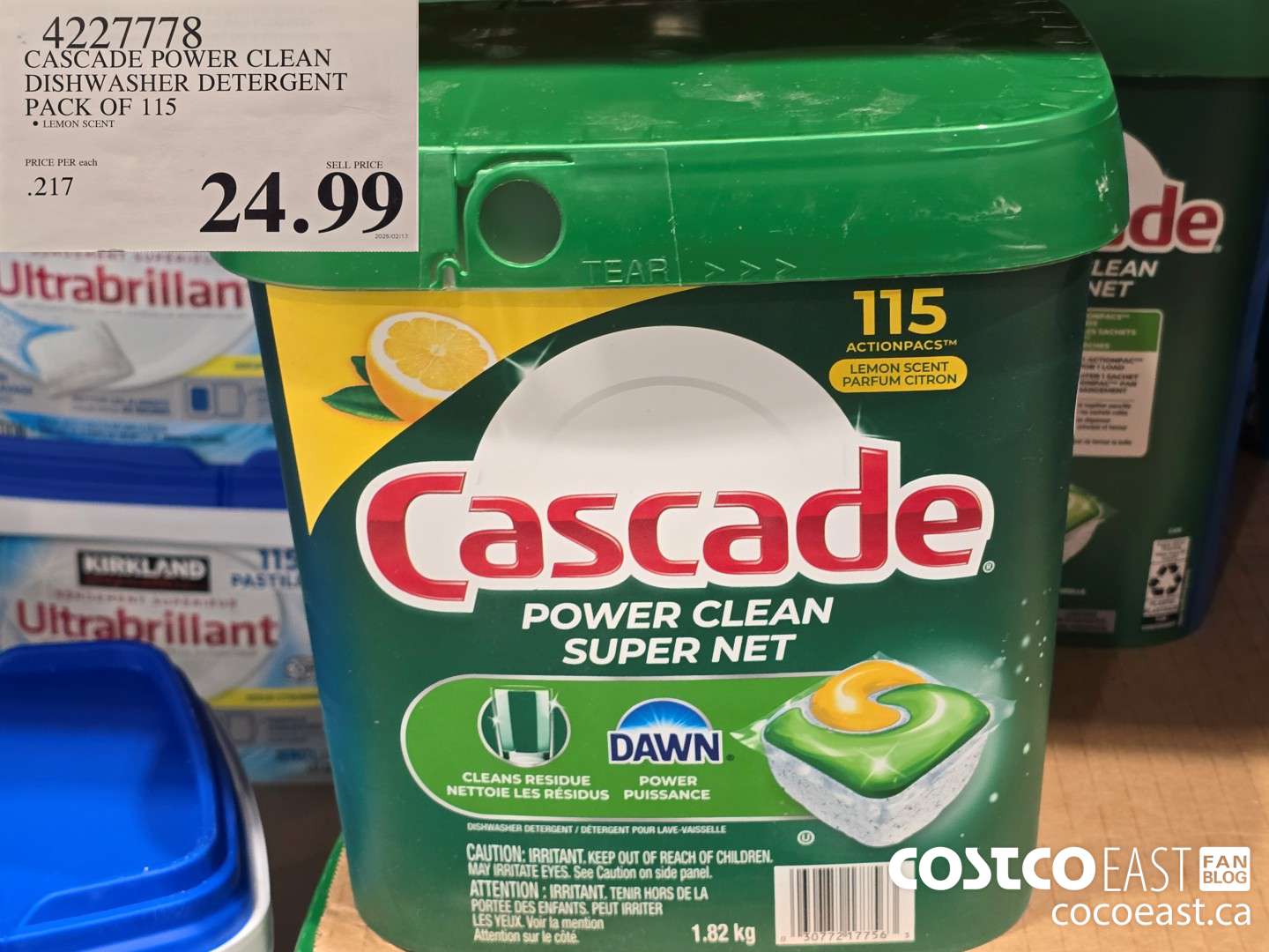 4227778 CASCADE POWER CLEAN DISHWASHER DETERGENT PACK OF 115 $24.99