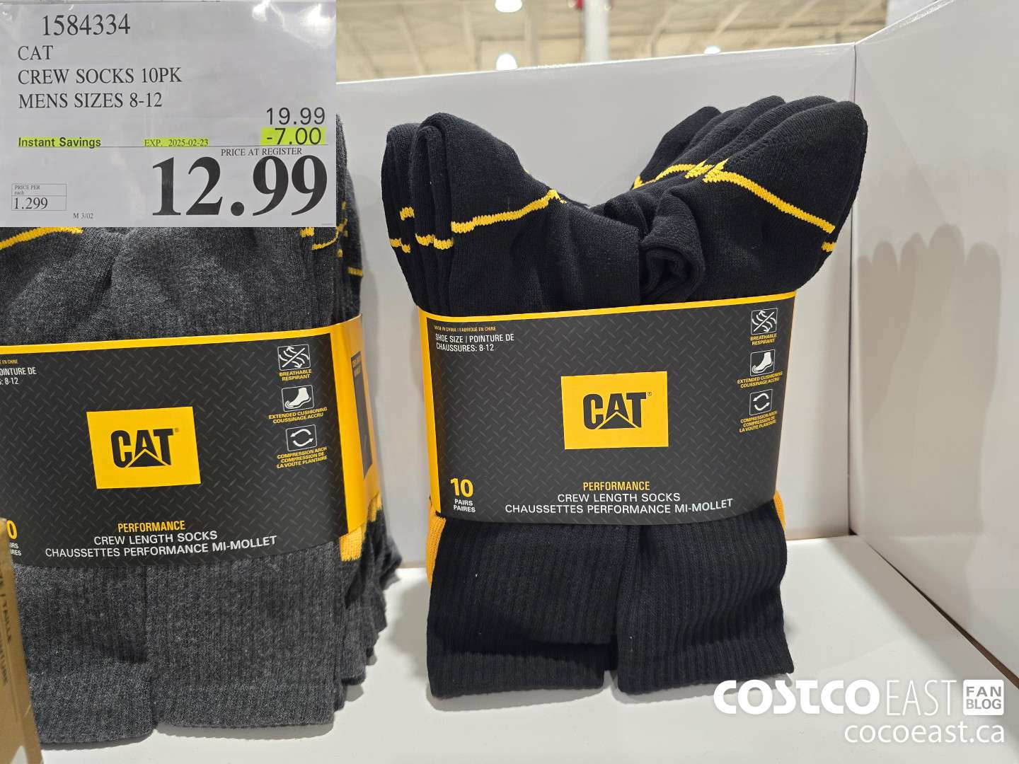 1584334 CAT CREW SOCK 10PK MENS SIZES 8-12 ($7.00 INSTANT SAVINGS EXPIRES ON 2025-02-23) $12.99