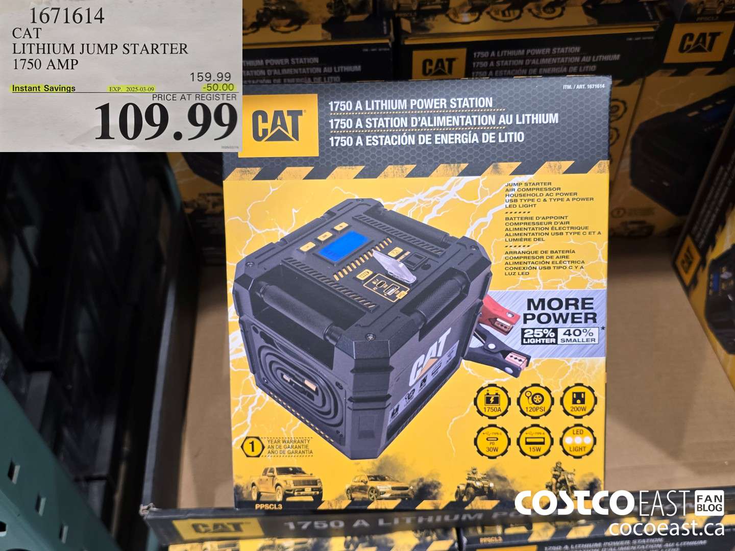 1671614 CAT LITHIUM JUMP STARTER 1750 AMPS ($50.00 INSTANT SAVINGS EXPIRES ON 2025-03-09) $109.99