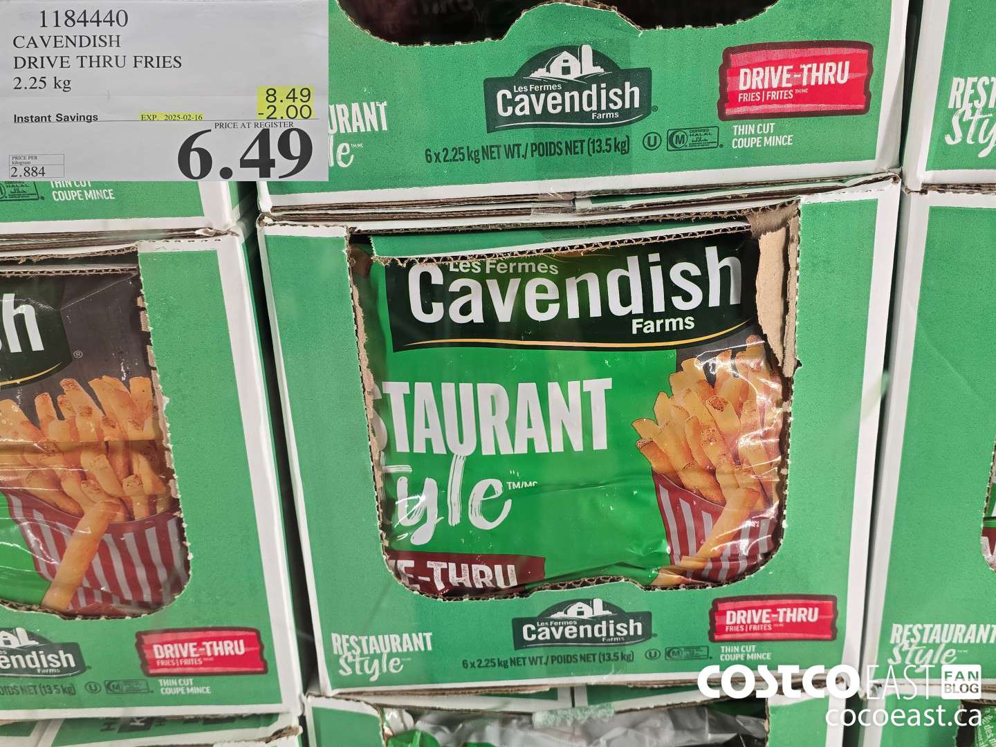 1184440 CAVENDISH DRIVE THRU FRIES 2.25 kg ($2.00 INSTANT SAVINGS EXPIRES ON 2025-02-16) $6.49