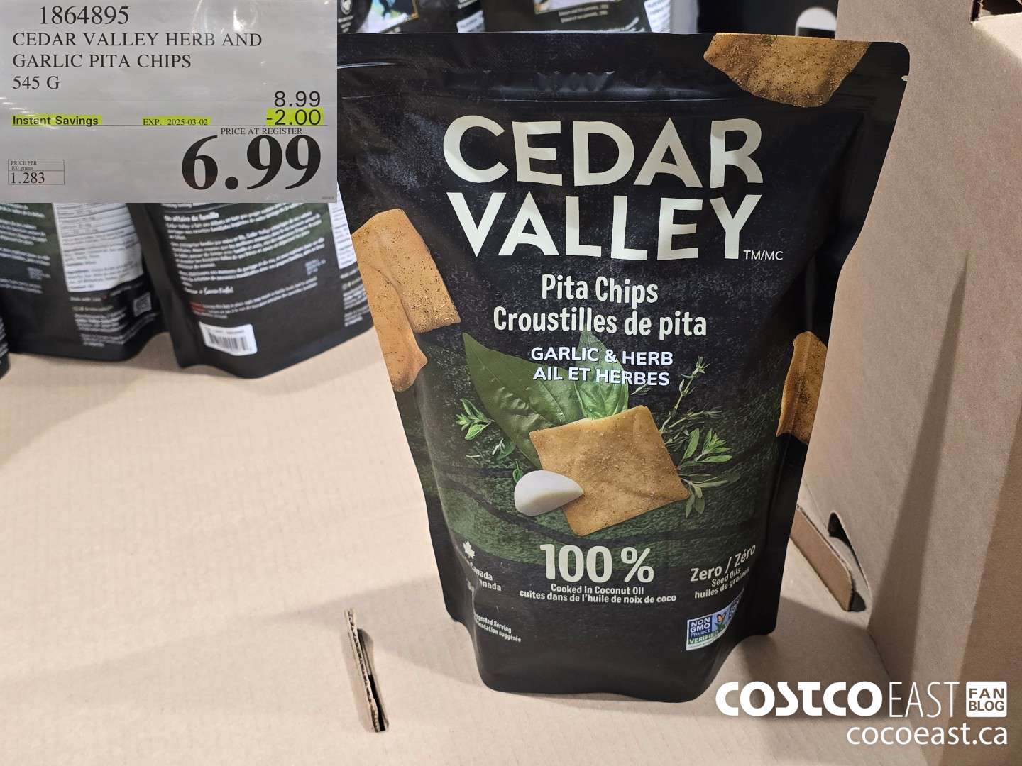 1864895 CEDAR VALLEY HERB AND GARLIC PITA CHIPS 545 G ($2.00 INSTANT SAVINGS EXPIRES ON 2025-03-02) $6.99