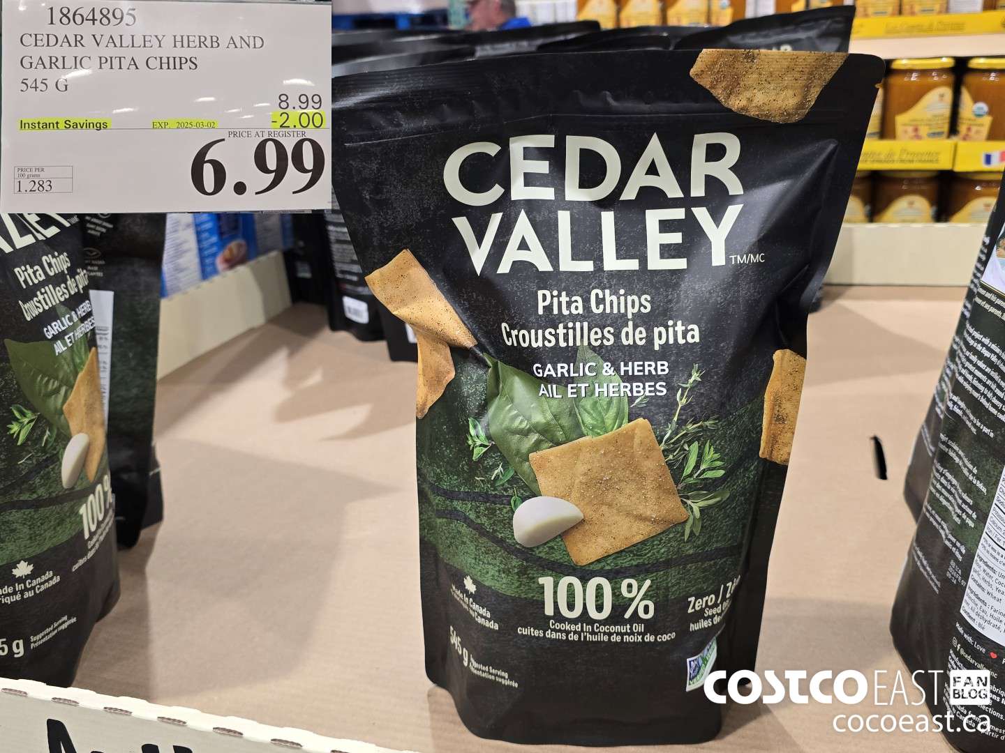 1864895 CEDAR VALLEY HERB AND GARLIC PITA CHIPS 545 G ($2.00 INSTANT SAVINGS EXPIRES ON 2025-03-02) $6.99