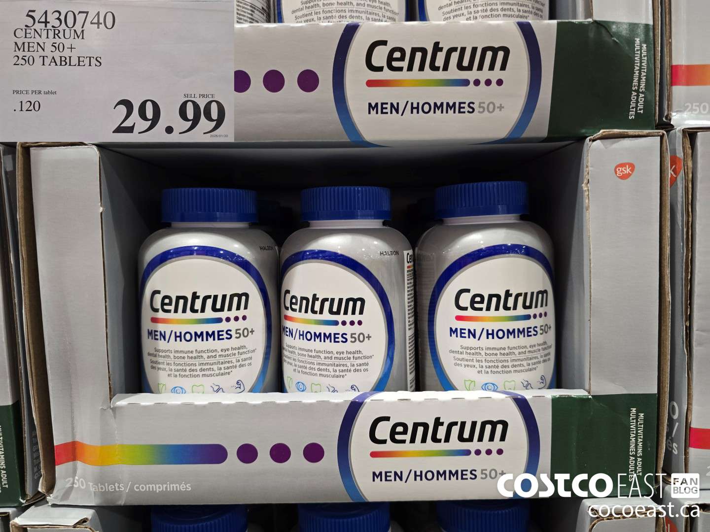 5430740 CENTRUM MEN 50+ 250 TABLETS $29.99