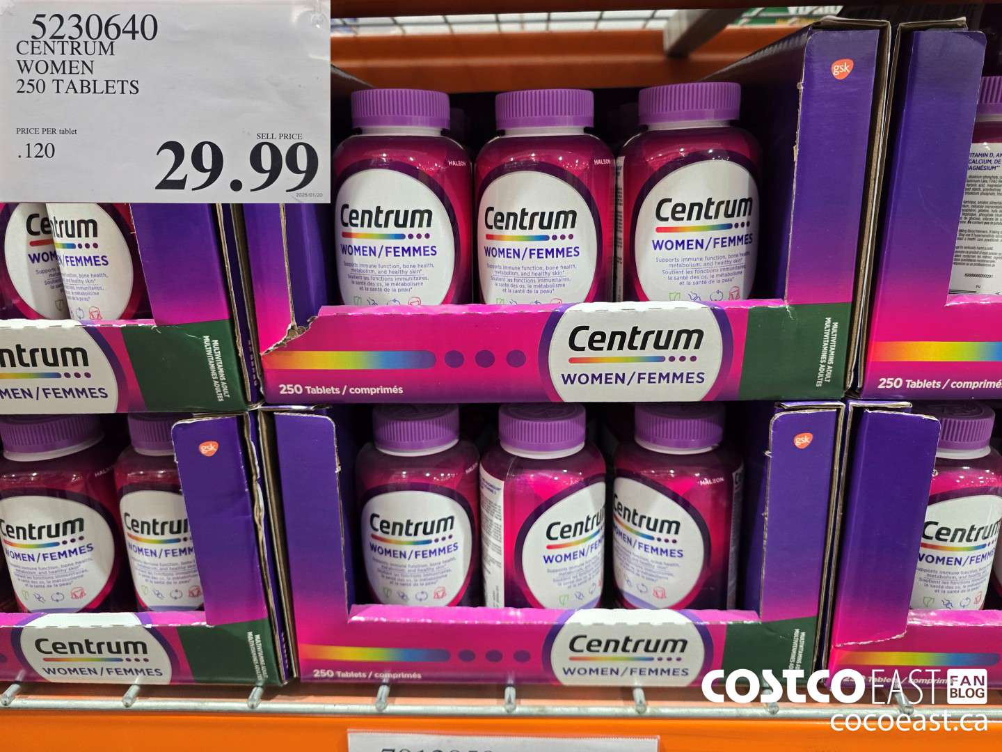 5230640 CENTRUM WOMEN 250 TABLETS $29.99