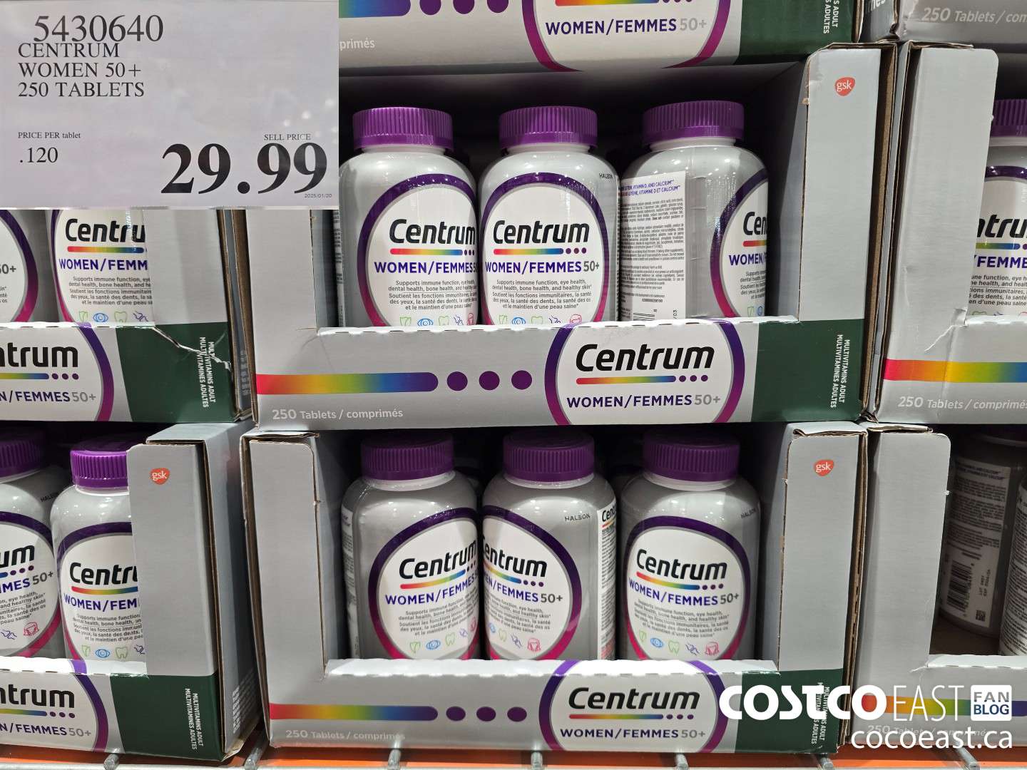 5430640 CENTRUM WOMEN 50+ 250 TABLETS $29.99