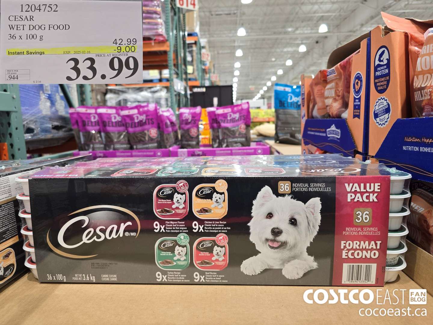 1204752 CESAR WET DOG FOOD 36 x 100 g ($9.00 INSTANT SAVINGS EXPIRES ON 2025-02-16) $33.99