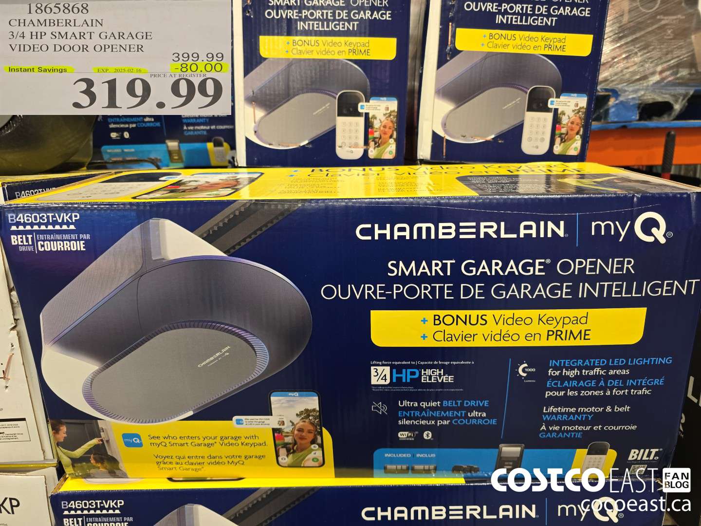 1865868 CHAMBERLAIN 3/4 HP SMART GARAGE VIDEO DOOR OPENER ($80.00 INSTANT SAVINGS EXPIRES ON 2025-02-16) $319.99