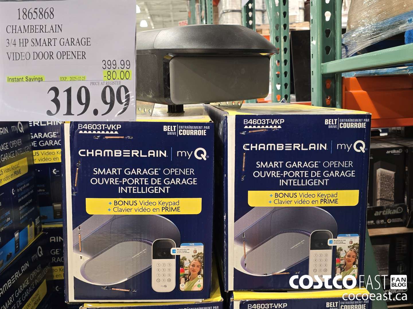 1865868 CHAMBERLAIN 3/4 HP SMART GARAGE VIDEO DOOR OPENER ($80.00 INSTANT SAVINGS EXPIRES ON 2025-02-23) $319.99