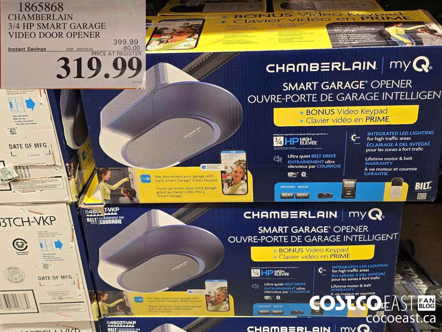 1865868 CHAMBERLAIN 3/4 HP SMART GARAGE VIDEO DOOR OPENER ($80.00 INSTANT SAVINGS EXPIRES ON 2025-03-02) $319.99