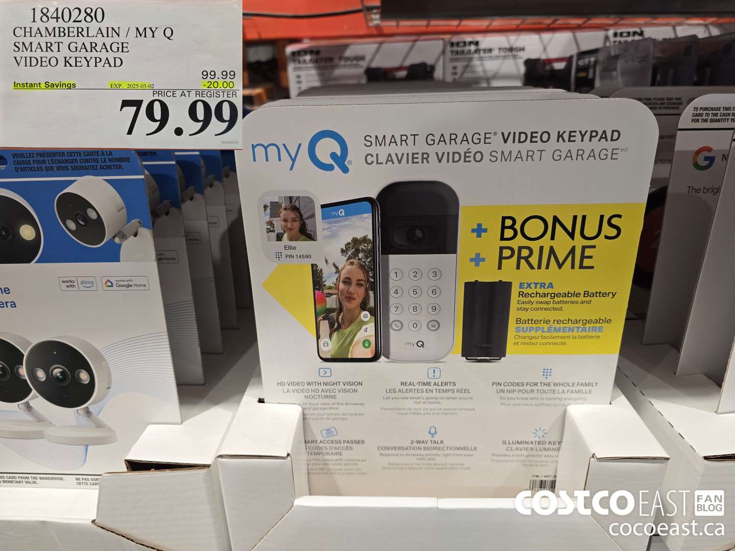 1840280 CHAMBERLAIN / MY Q SMART GARAGE VIDEO KEYPAD ($20.00 INSTANT SAVINGS EXPIRES ON 2025-03-02) $79.99