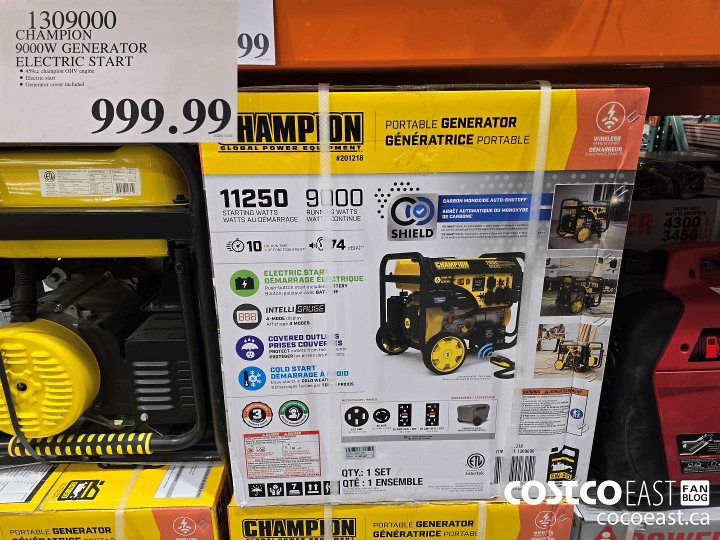 1309000 CHAMPION 9000W GENERATOR ELECTRIC START $999.99