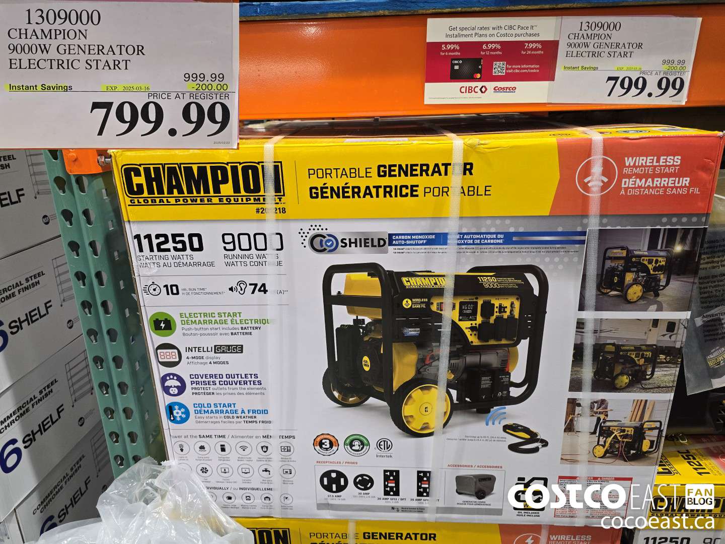 1309000 CHAMPION 9000W GENERATOR ELECTRIC START ($200.00 INSTANT SAVINGS EXPIRES ON 2025-03-16) $799.99