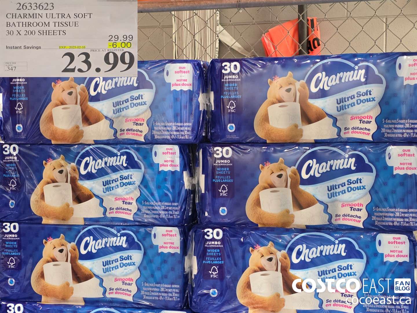 2633623 CHARMIN ULTRA SOFT BATHROOM TISSUE 30 X 200 SHEETS ($6.00 INSTANT SAVINGS EXPIRES ON 2025-02-16) $23.99