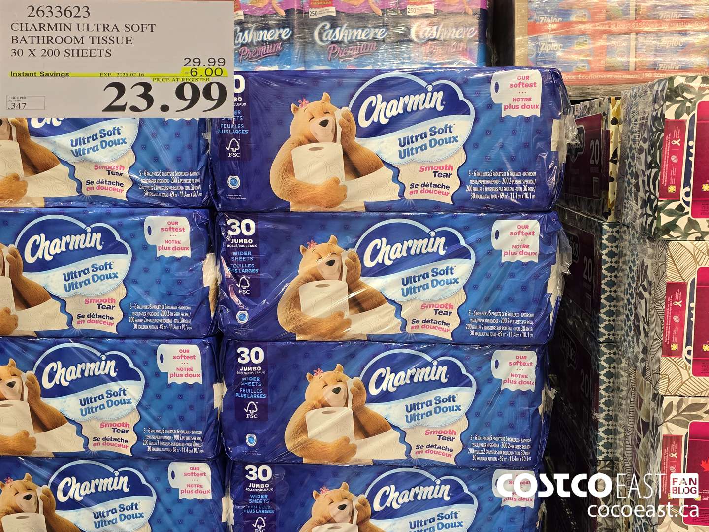 2633623 CHARMIN ULTRA SOFT BATHROOM TISSUE 30 X 200 SHEETS ($6.00 INSTANT SAVINGS EXPIRES ON 2025-02-16) $23.99