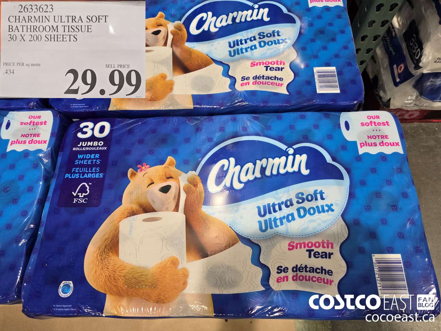 2633623 CHARMIN ULTRA SOFT BATHROOM TISSUE 30 X 200 SHEETS $29.99