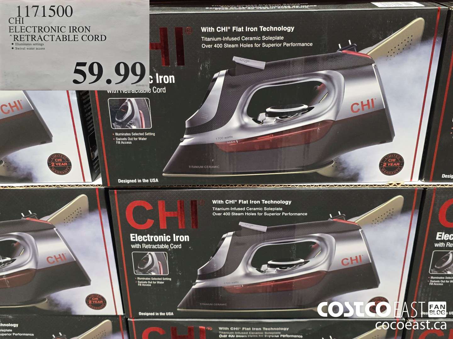 1171500 CHI ELECTRONIC IRON RETRACTABLE CORD $59.99