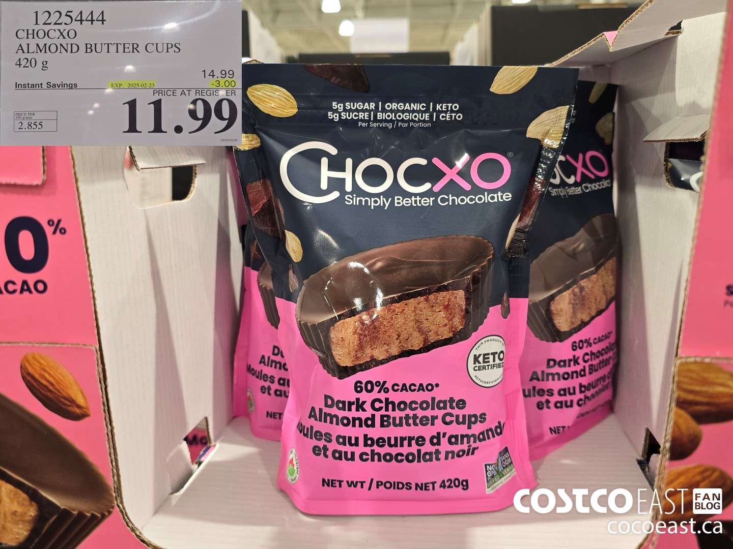 1225444 CHOXCO ALMOND BUTTER CUPS 420G ($3.00 INSTANT SAVINGS EXPIRES ON 2025-02-23) $11.99