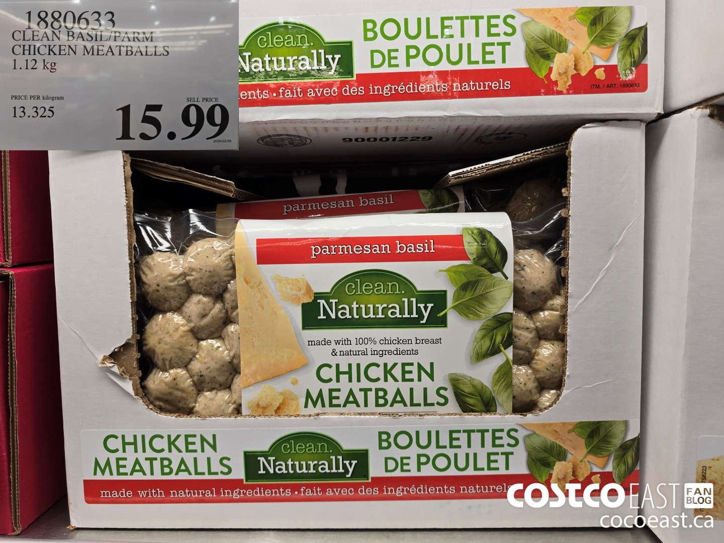 1880633 CLEAN BASIL/PARM CHICKEN MEATBALLS 1.12 KG $15.99