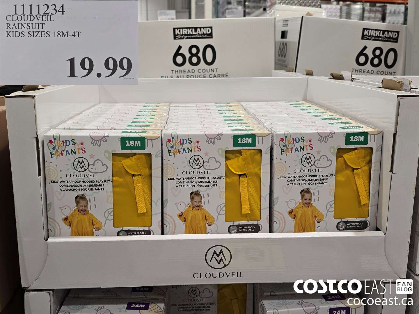 1111234 CLOUDVEIL RAINSUIT KIDS SIZES 18M-4T $19.99