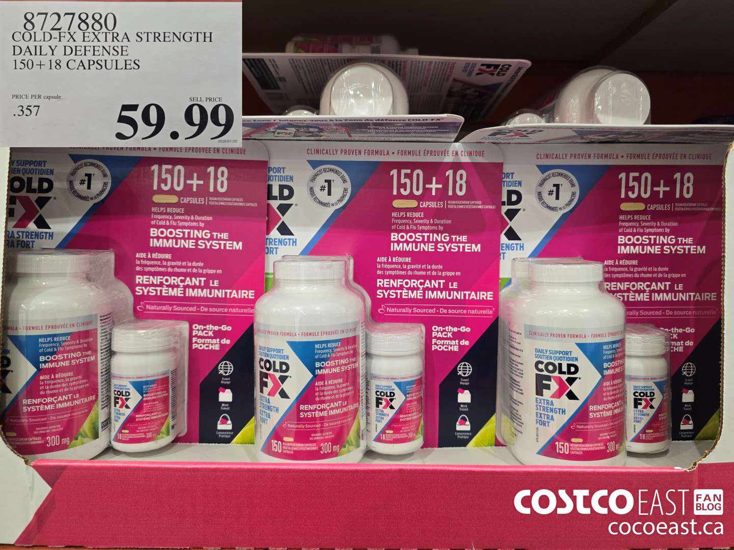 8727880 COLD-FX EXTRA STRENGTH DAILY DEFENSE 150 + 18 CAPSULES $59.99