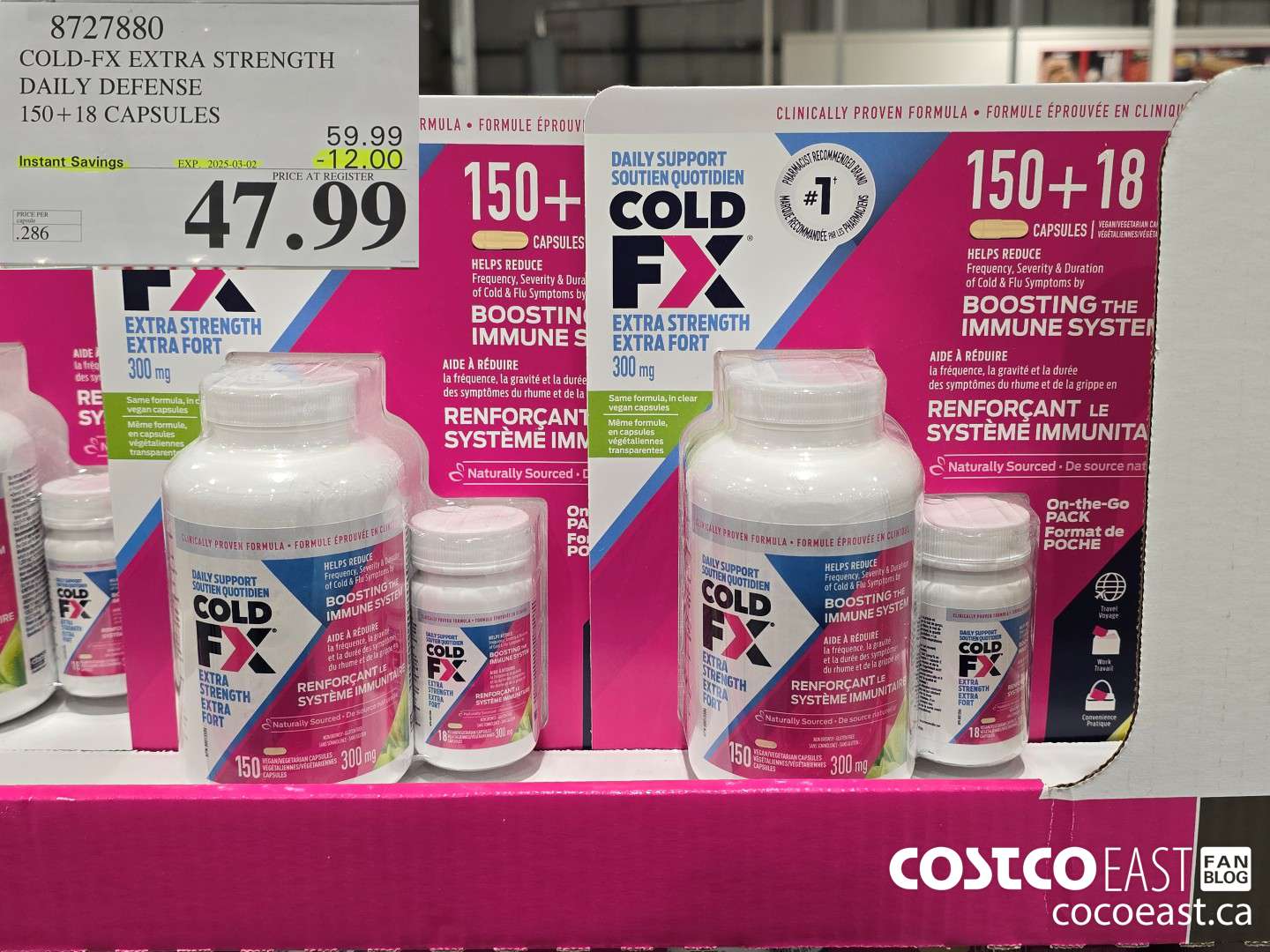 8727880 COLD-FX EXTRA STRENGTH DAILY DEFENSE 150 + 18 CAPSULES ($12.00 INSTANT SAVINGS EXPIRES ON 2025-03-02) $47.99