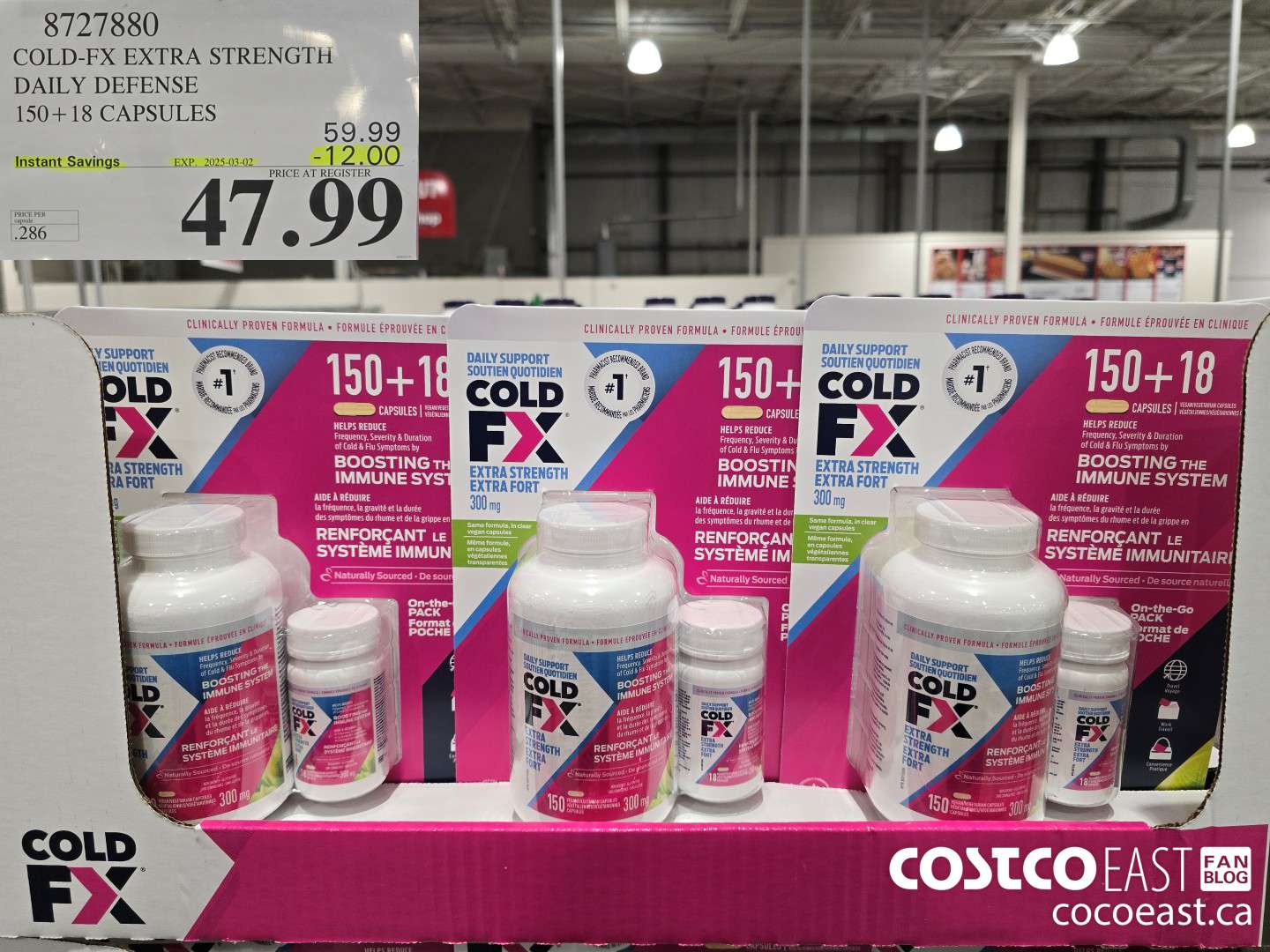 8727880 COLD-FX EXTRA STRENGTH DAILY DEFENSE 150 + 18 CAPSULES ($12.00 INSTANT SAVINGS EXPIRES ON 2025-03-02) $47.99