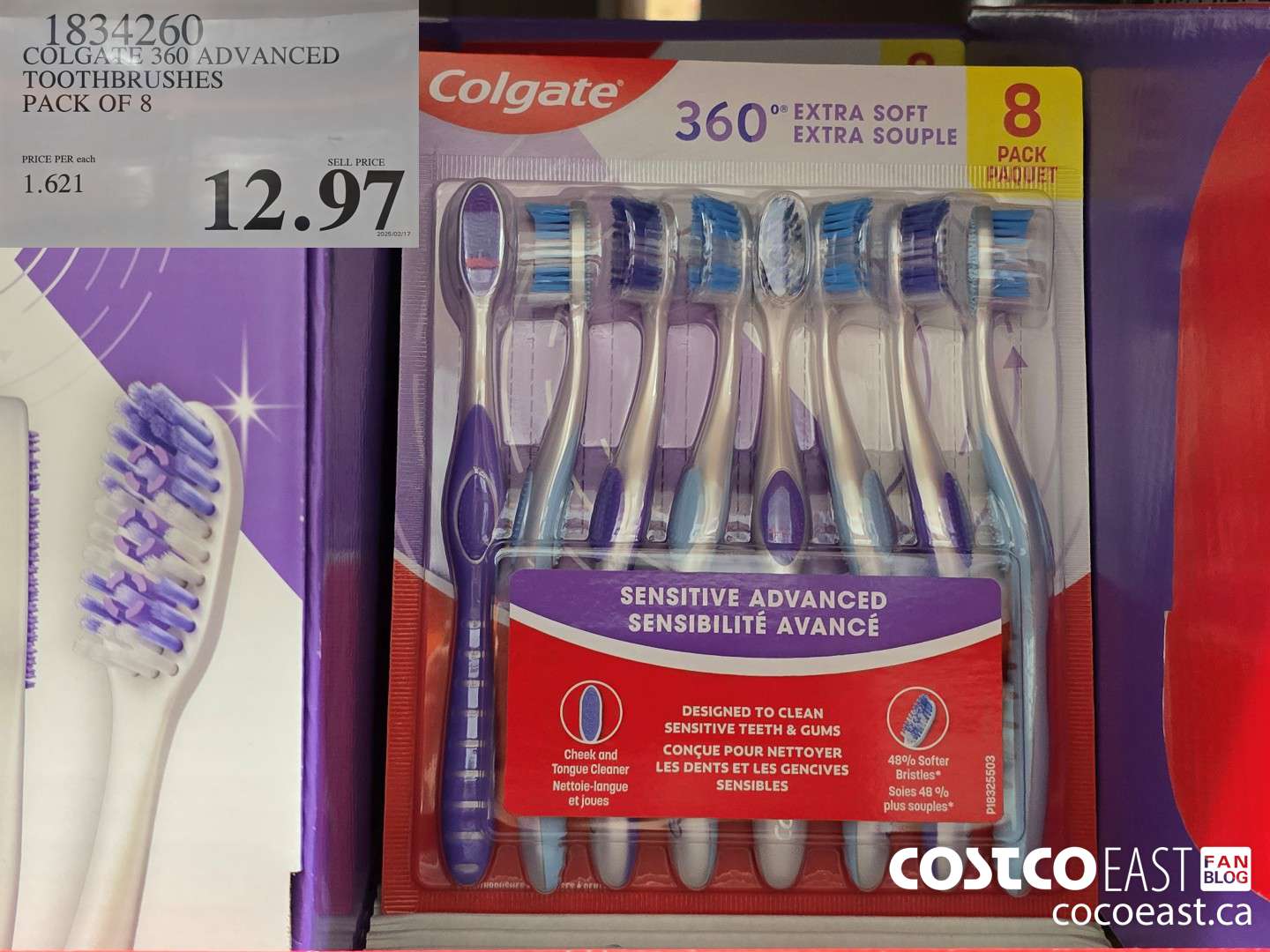 1834260 COLGATE 360 ADVANCED TOOTHBRUSHES PACK OF 8 $12.97