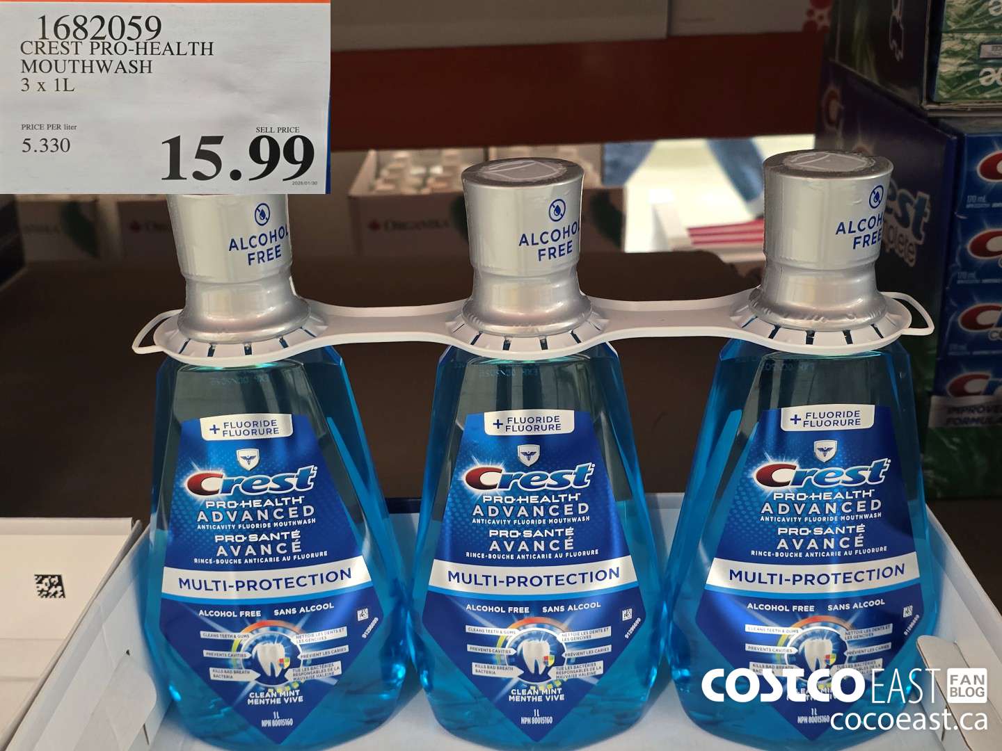 1682059 CREST PRO-HEALTH MOUTHWASH 3 X 1L $15.99