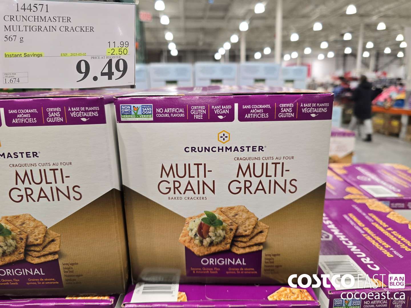 144571 CRUNCHMASTER MULTIGRAIN CRACKER 567 G ($2.50 INSTANT SAVINGS EXPIRES ON 2025-03-02) $9.49