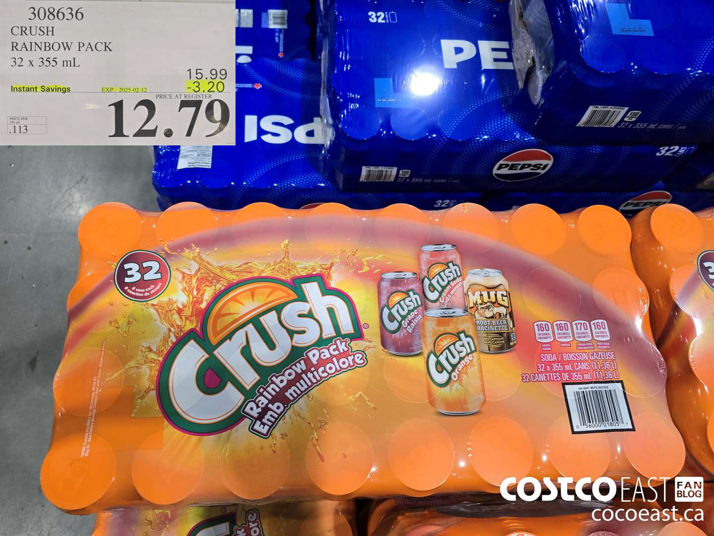 308636 CRUSH RAINBOW PACK 32 X 355 ML ($3.20 INSTANT SAVINGS EXPIRES ON 2025-02-12) $12.79