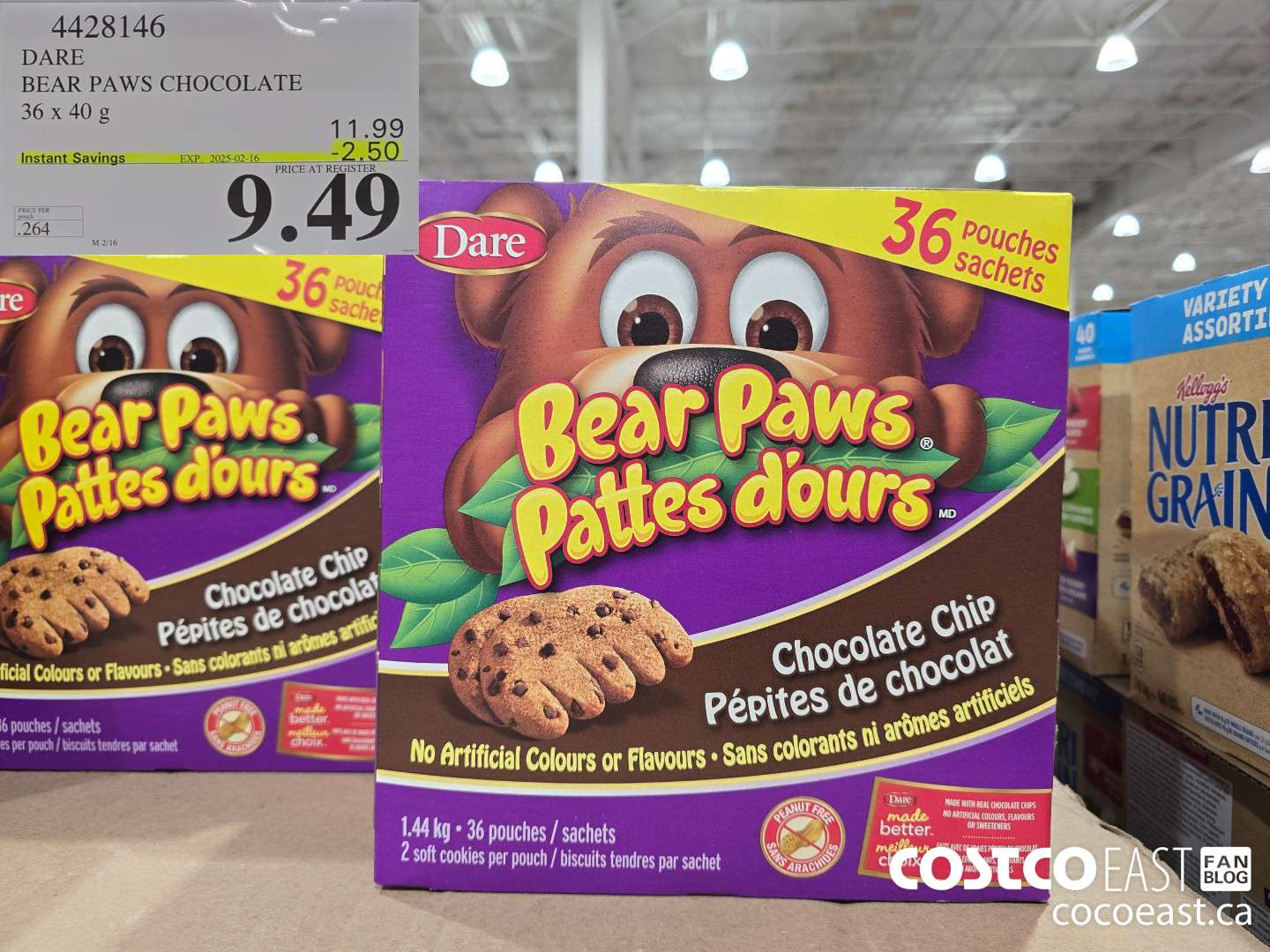 4428146 DARE BEAR PAWS CHOCOLATE 36 x 40 g ($2.50 INSTANT SAVINGS EXPIRES ON 2025-02-16) $9.49