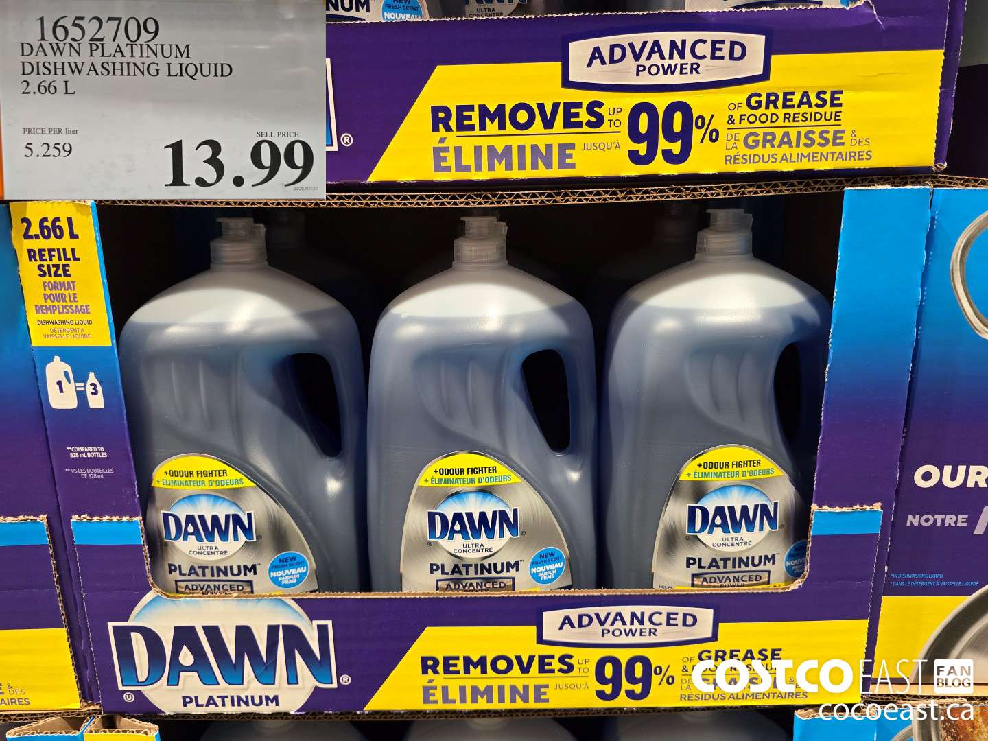 1652709 DAWN PLATINUM DISHWASHER LIQUID 2.66L $13.99