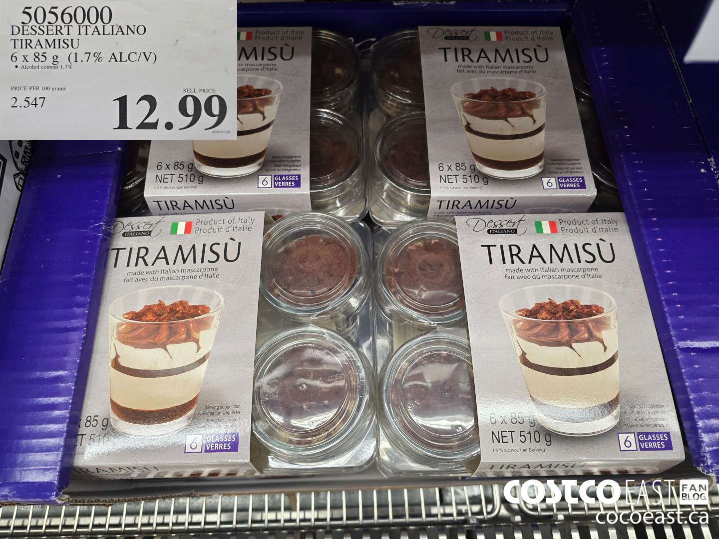 5056000 DESSERT ITALIANO TIRAMISU 6 X 85 G (1.7 ALC/V) $12.99