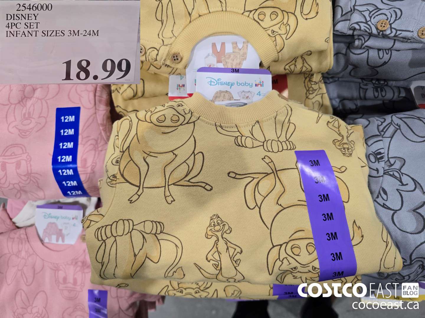 2546000 DISNEY 4PC SET INFANT SIZES 3M-24M $18.99