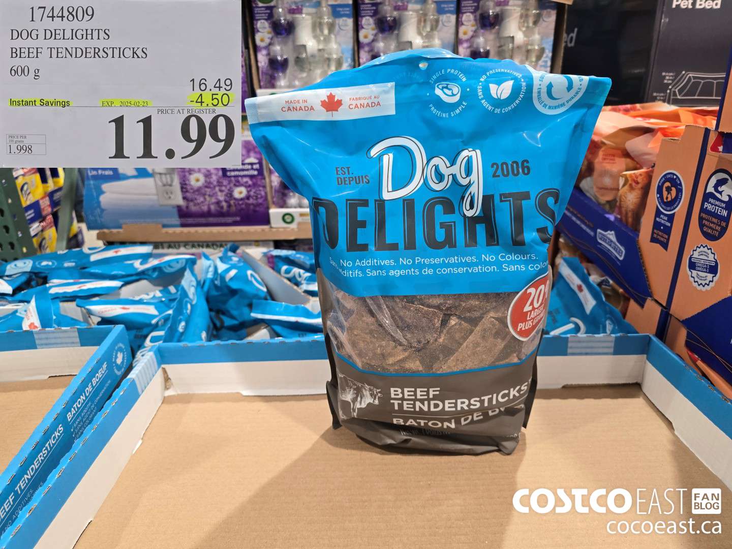 1744809 DOG DELIGHTS BEEF TENDERSTICKS 600 G ($4.50 INSTANT SAVINGS EXPIRES ON 2025-02-23) $11.99