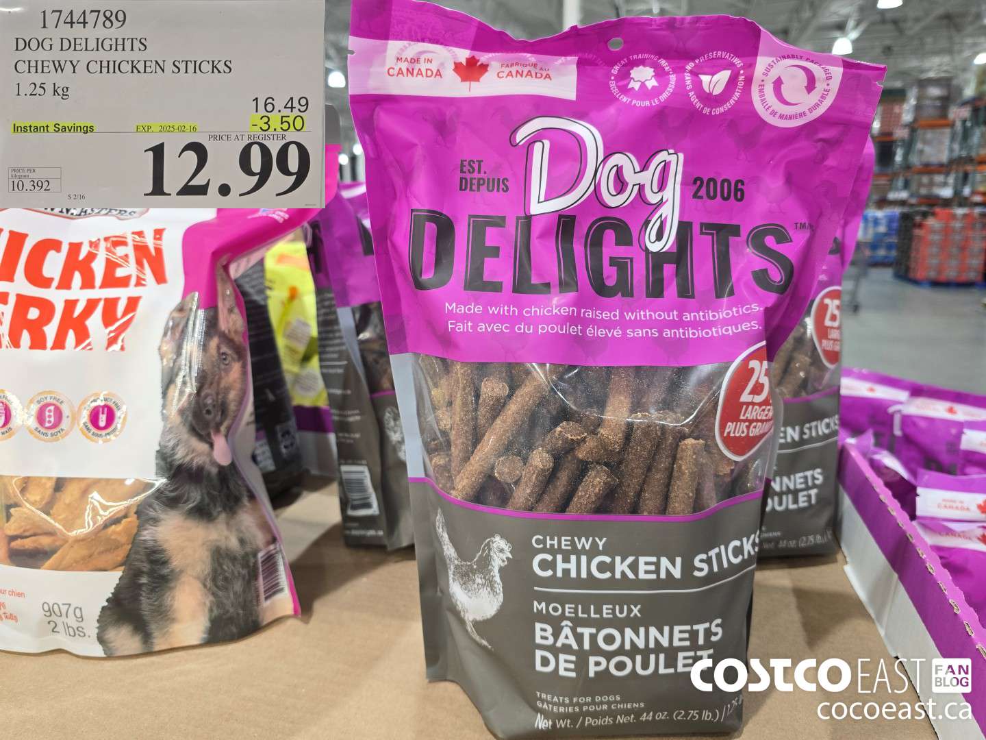 1744789 DOG DELIGHTS CHEWY CHICKEN STICKS 1.25 KG ($3.50 INSTANT SAVINGS EXPIRES ON 2025-02-16) $12.99