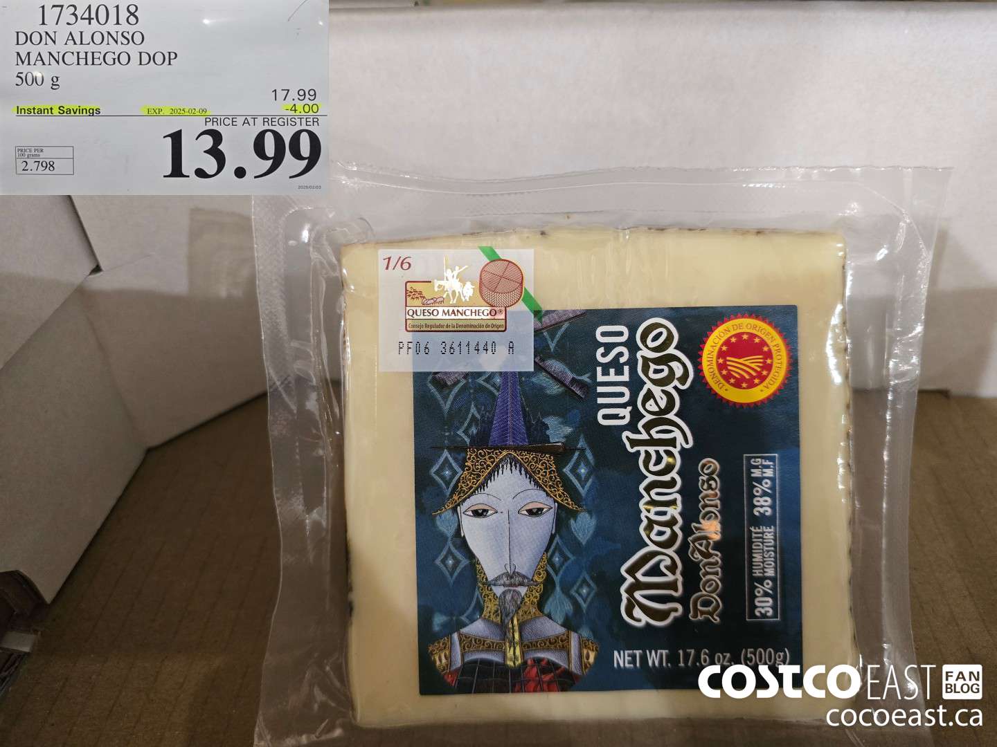 1734018 DON ALONSO MANCHEGO DOP 500 g ($4.00 INSTANT SAVINGS EXPIRES ON 2025-02-09) $13.99
