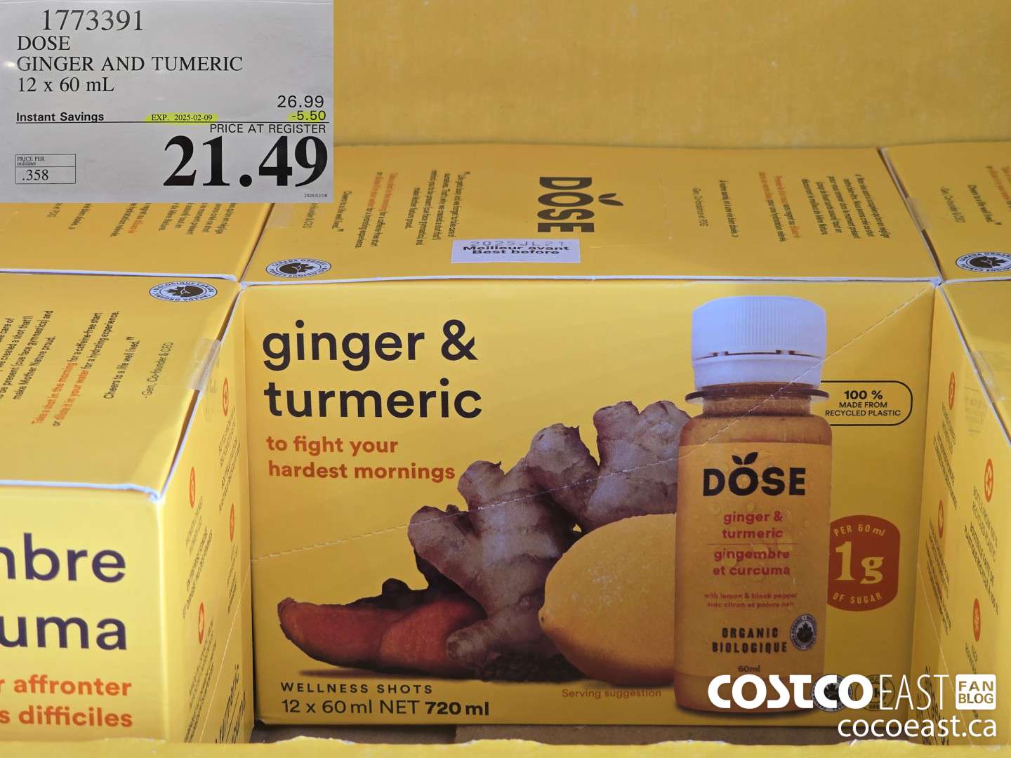 1773391 DOSE GINGER AND TUMERIC 12 x 60mL ($5.50 INSTANT SAVINGS EXPIRES ON 2025-02-09) $21.49