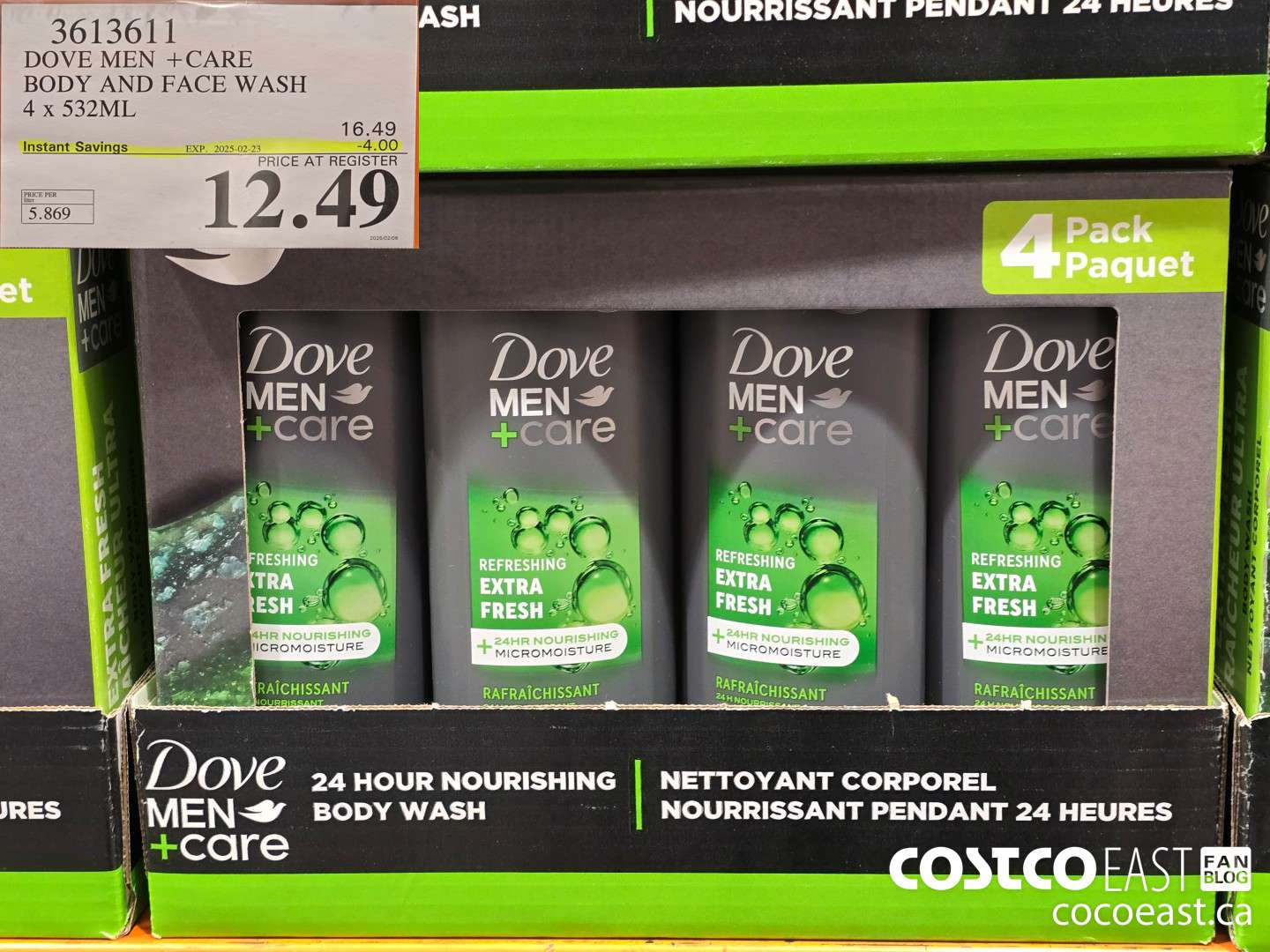 3613611 DOVE MEN +CARE BODY AND FACE WASH 4 x 532ML ($4.00 INSTANT SAVINGS EXPIRES ON 2025-02-23) $12.49