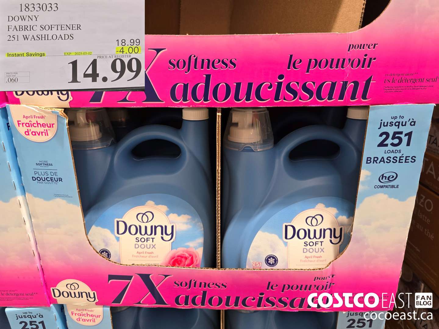 1833033 DOWNY FABRIC SOFTENER 251 WASHLOADS ($4.00 INSTANT SAVINGS EXPIRES ON 2025-03-02) $14.99