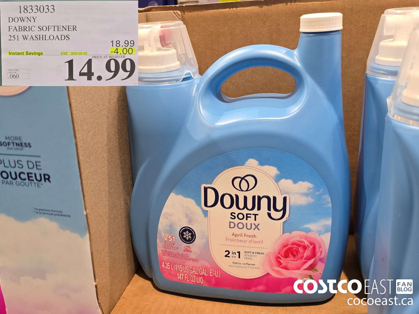 1833033 DOWNY FABRIC SOFTENER 251 WASHLOADS ($4.00 INSTANT SAVINGS EXPIRES ON 2025-03-02) $14.99