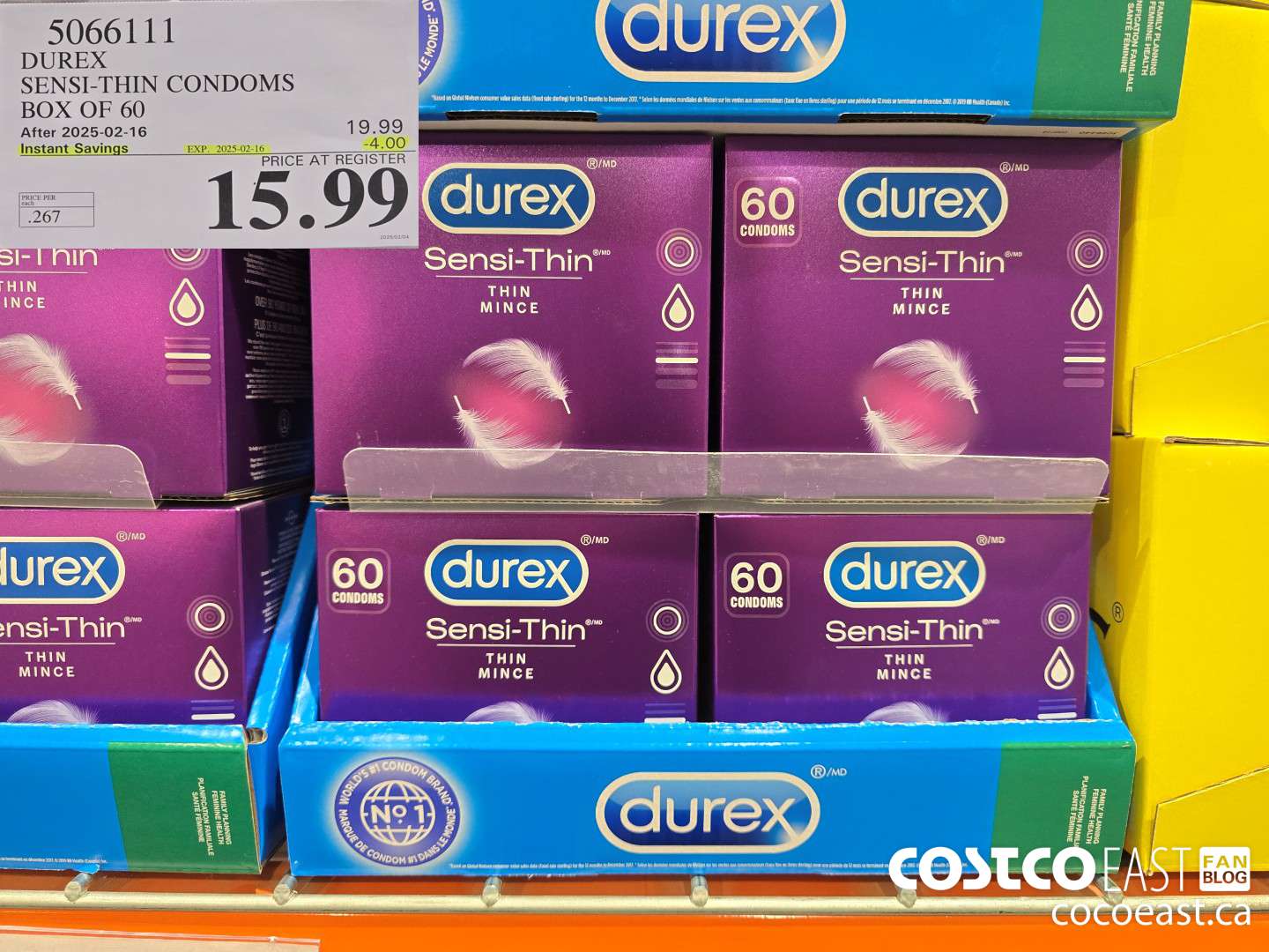 5066111 DUREX SENSI-THIN CONDOMS BOX OF 60 ($4.00 INSTANT SAVINGS EXPIRES ON 2025-02-16) $15.99